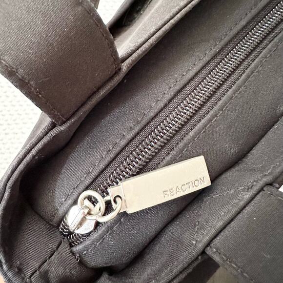 Kenneth Cole Reaction Y2K Black Nylon Front Flap Pocket Square Shoulder Tote Bag - Picture 4 of 14